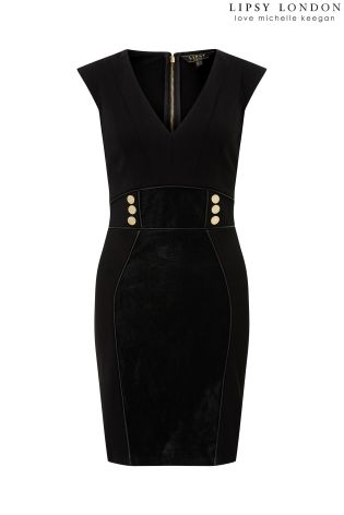 Lipsy Love Michelle Keegan Button Detail Textured Bodycon Dress